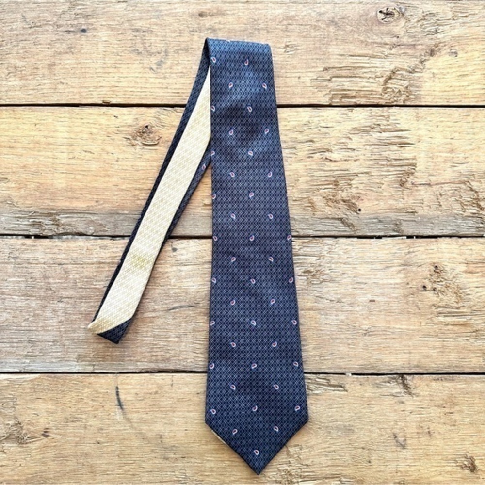 Tommy Hilfiger 100% Silk Paisley Tie Black O/S